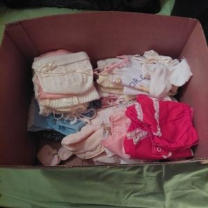 Vintage 1975 Lot of Baby Clothes and Shoes.  Several outfits. Very good shape.